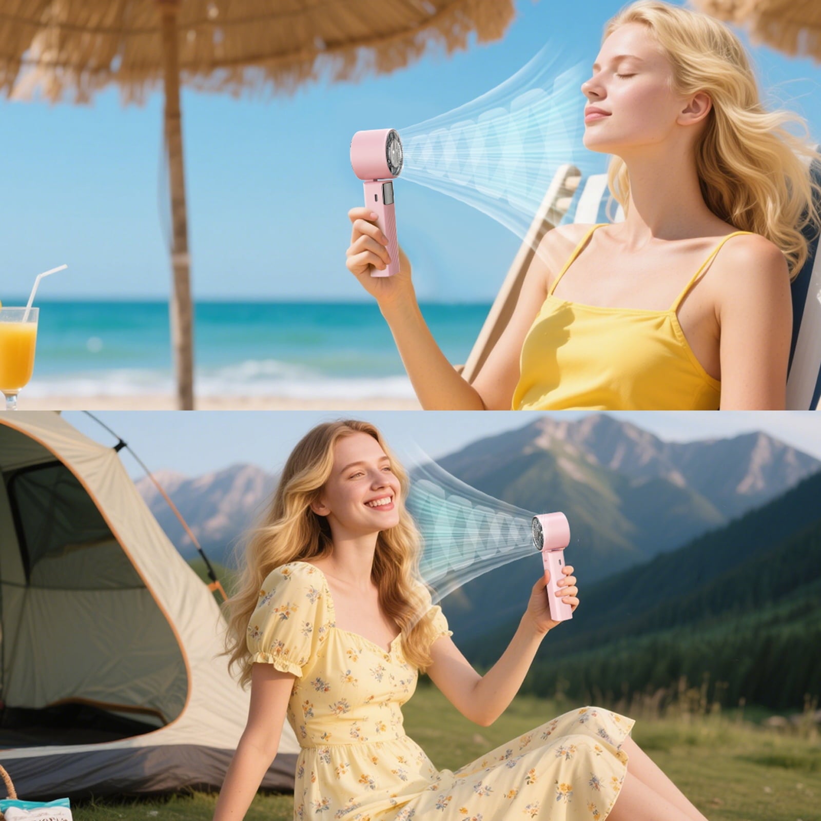 Juyafio Cutting-Edge Tech with 199 Speed Cooling Portable Small Fan&Handheld Fan,Foldable Desktop Fan,4000mAh, USB Rechargeable And Quiet Personal Fan For Home, Office, Travel & Outdoor Use (Pink)