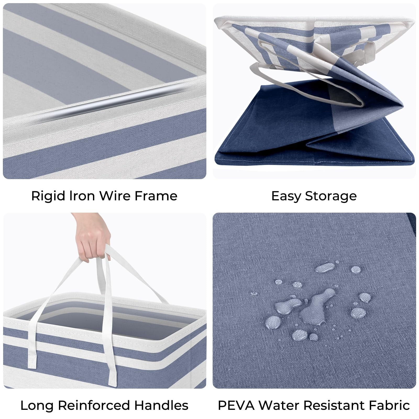 TIJITY 2 Pack Freestanding Laundry Basket, Waterproof & Large Laundry Hamper, Collapsible Clothes Hamper with Reinforced Handles for Family and Dorm, Bathroom, 75L