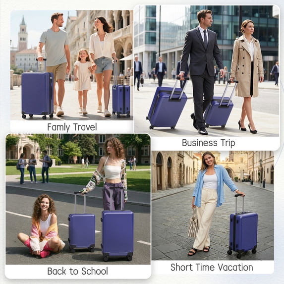 Luggage Sets 4 Piece Carry on Luggage with Spinner Wheels Hardshell Durable Suitcase with TSA Lock 14 20 24 28 inch NavyBlue