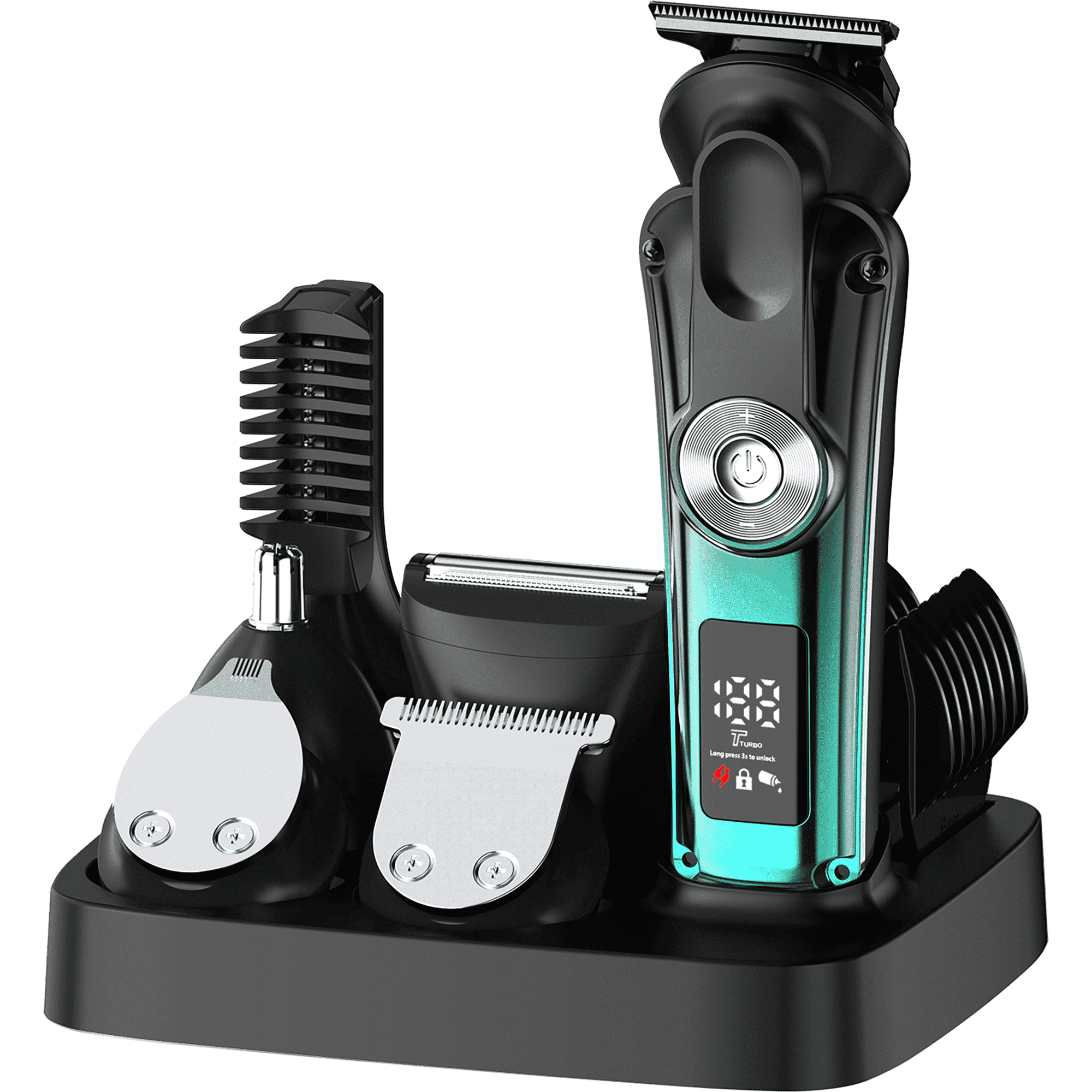 Juyafio New Upgrade 6-in-1 Hair Clippers Kit,Beard Trimmer for Men/Electric Razor,Body Hair Trimmer,Nose Hair Groomer,Cordless Precision Shave Kit,Waterproof USB Rechargeable