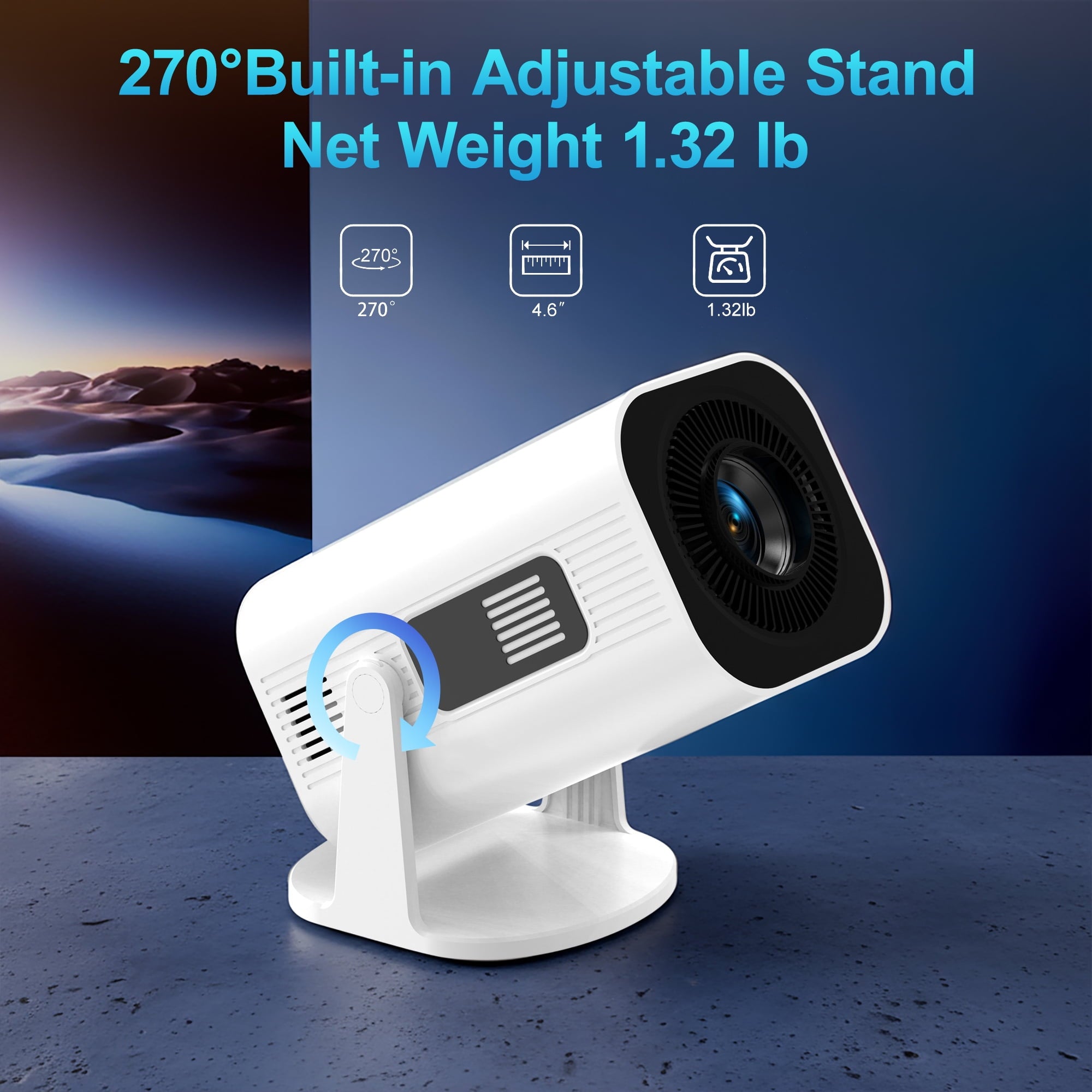 Gazsocy Mini Projector with Wifi and Bluetooth,Smart Video Projector Support 4K Decoding, Built in Speaker and App,200 ANSI