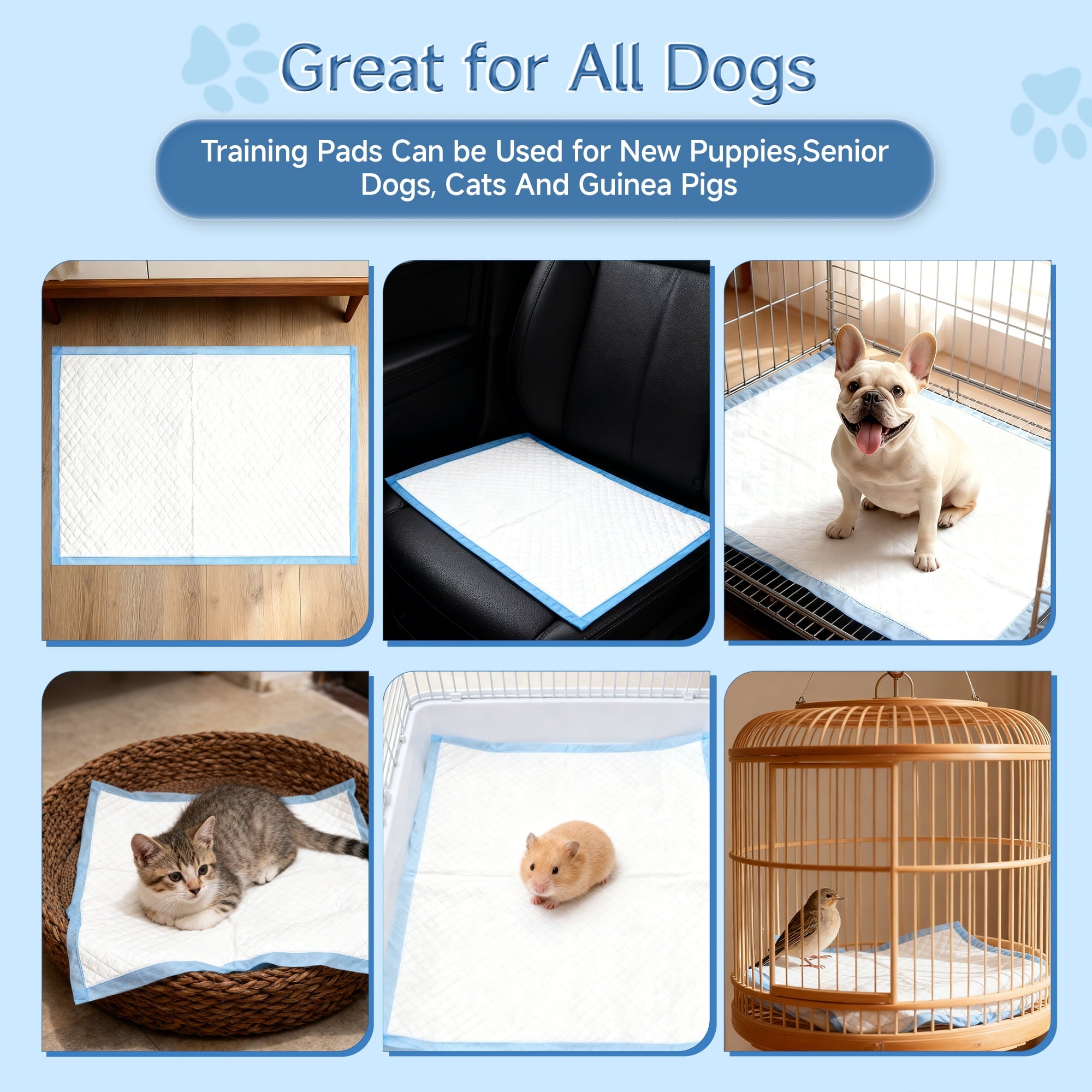 Woonono Puppy Pads Training Pads,Super Absorbent,L,22"X 22",100 Count Disposable Dog Pee Pads