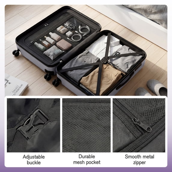 Luggage Sets 3 Piece Carry on Luggage with Spinner Wheels Hardshell Durable Suitcase with TSA Lock 20 24 28 inch Silver