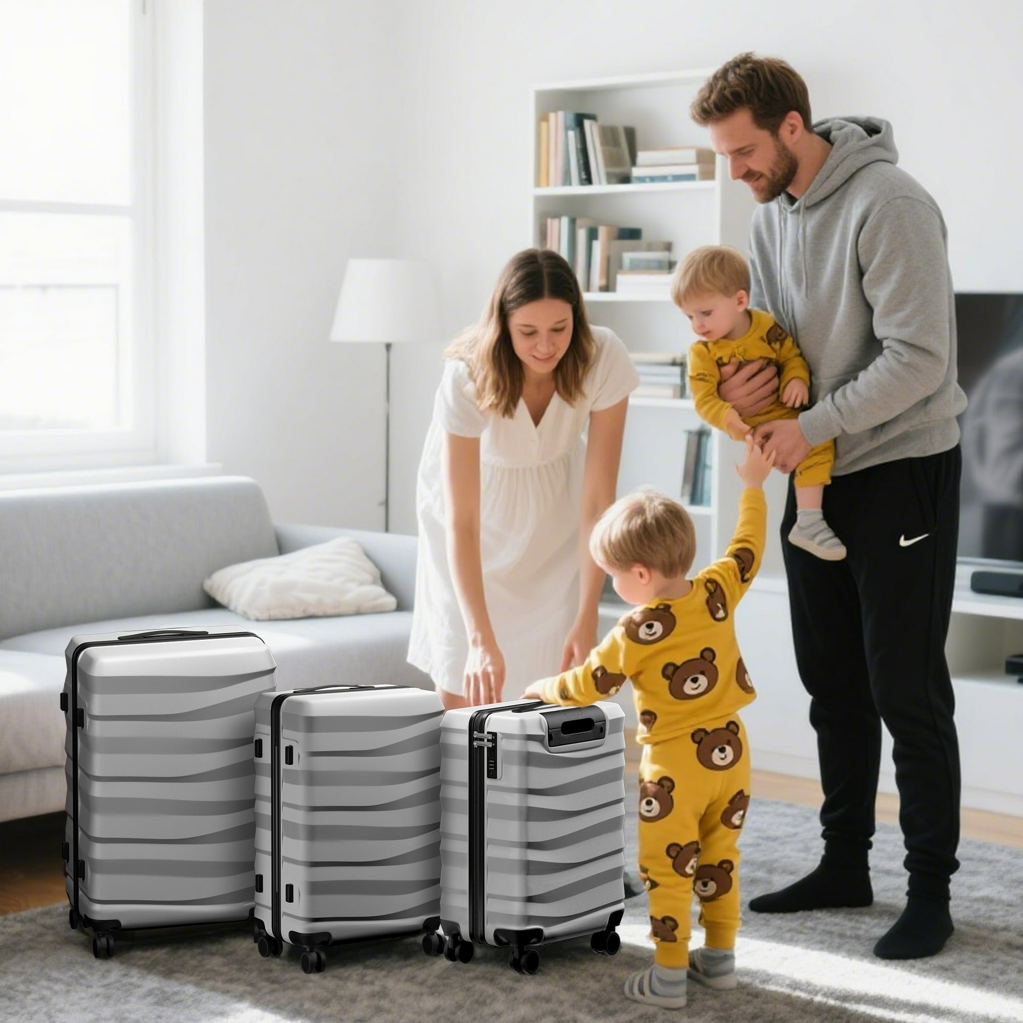 Luggage Sets 3 Piece Lightweight Luggage with Spinner Wheels ABS Travel Suitcase with TSA Lock 20 24 28 inch Carry on Luggage Silver