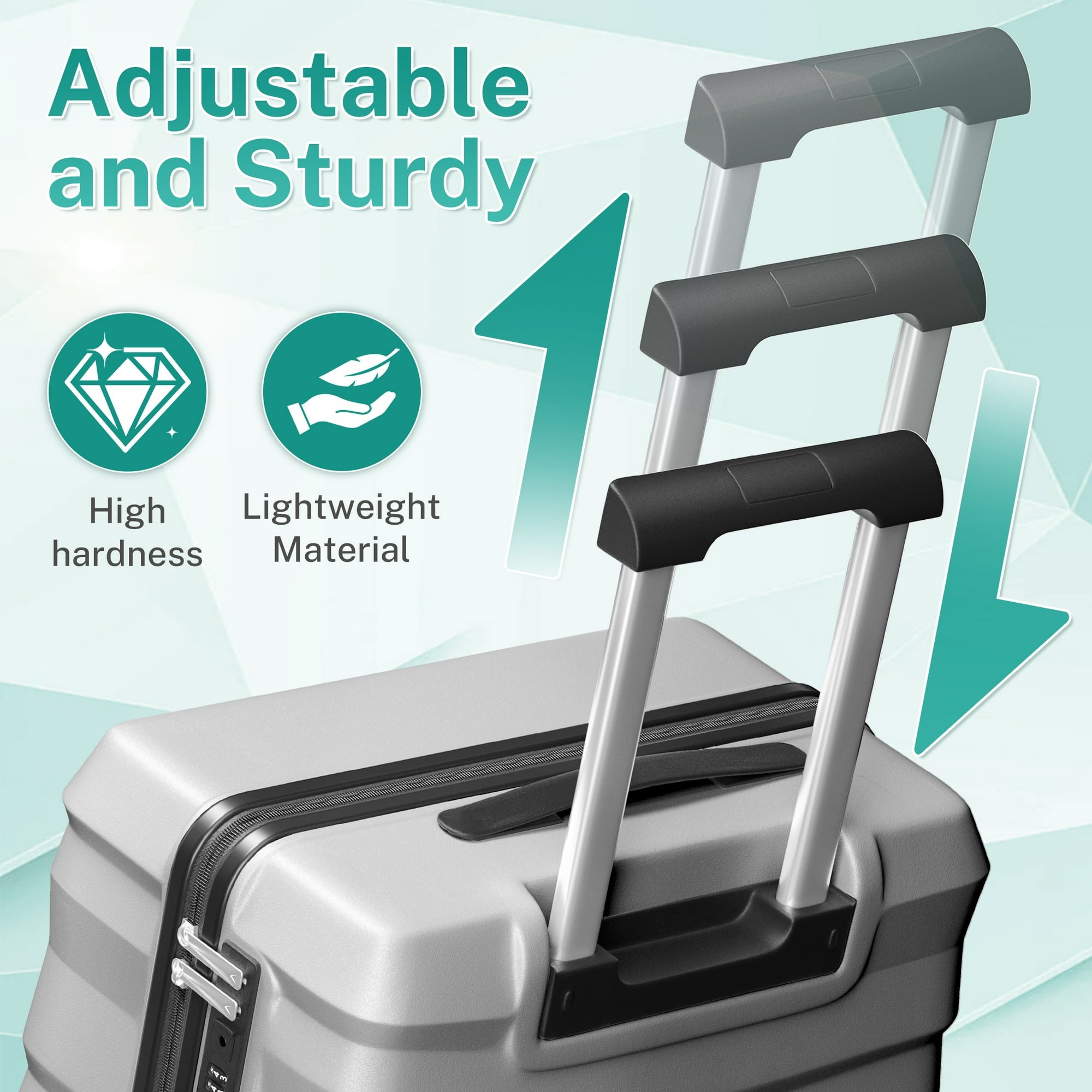 Luggage Sets 3 Piece Lightweight Luggage with Spinner Wheels ABS Travel Suitcase with TSA Lock 20 24 28 inch Carry on Luggage Silver
