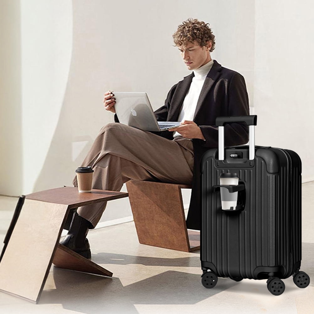 Luggage Sets 2 Pieces PC ABS Hardside Carry On Suitcase with Spinner Wheels TSA Lock 20 28 inch Black