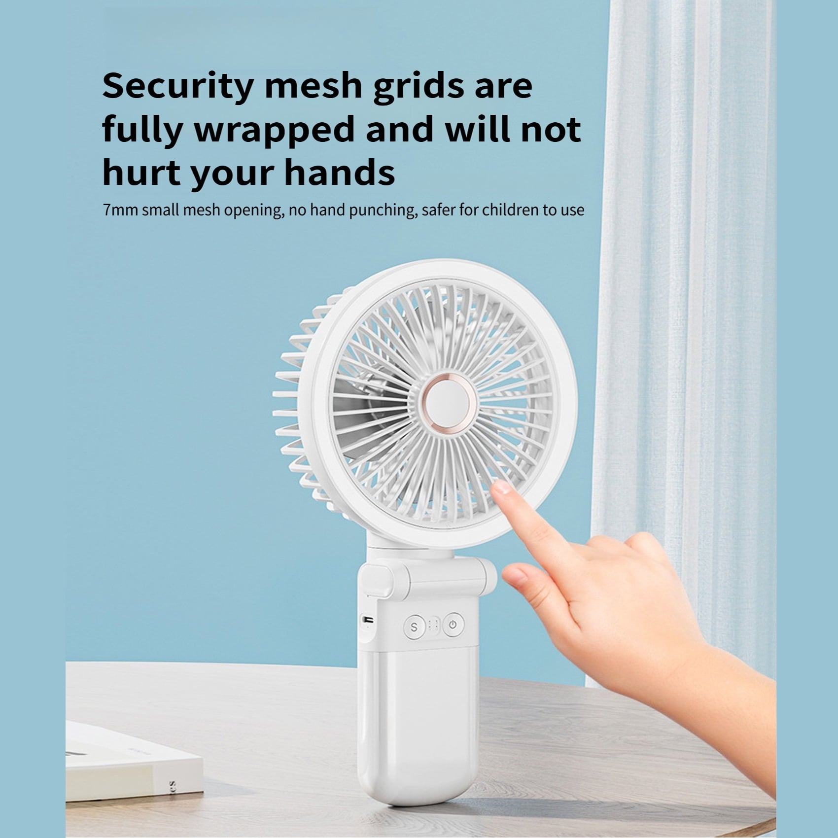 New 9000mAh 4-Speed Oscillating LED Desk Fan,Portable Stroller Fan/Foldable Hanging Clip Fans,Handheld Fans,Personal Rechargeable Small Fan for Home Travel Camping,11inch,Beige