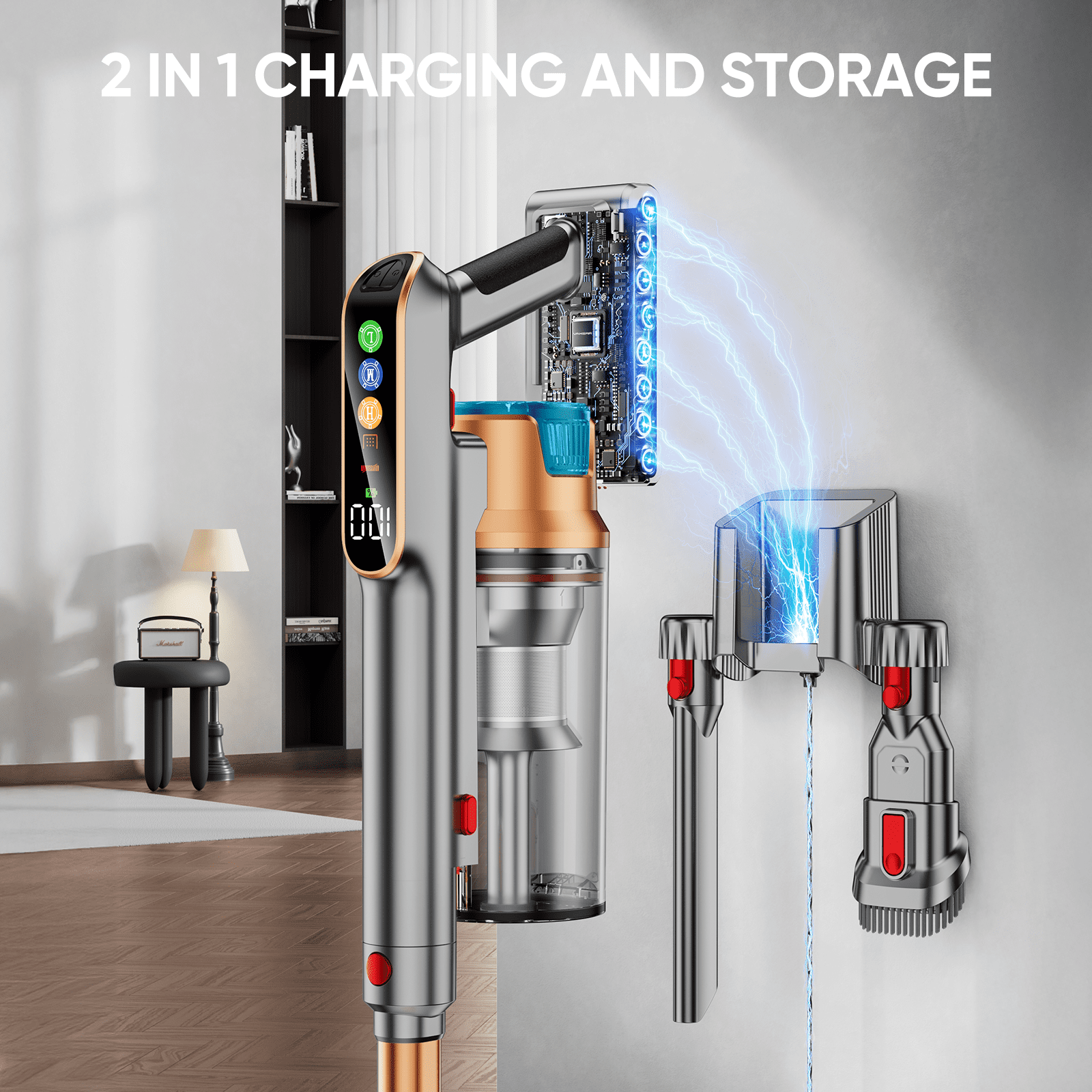 VAKERR Cordless Vacuum Cleaner 550W 55KPA 60Mins 2500mAh Lightweight Stick Vacuum Cleaner for Home Hardwood Floor Carpet Pet Hair