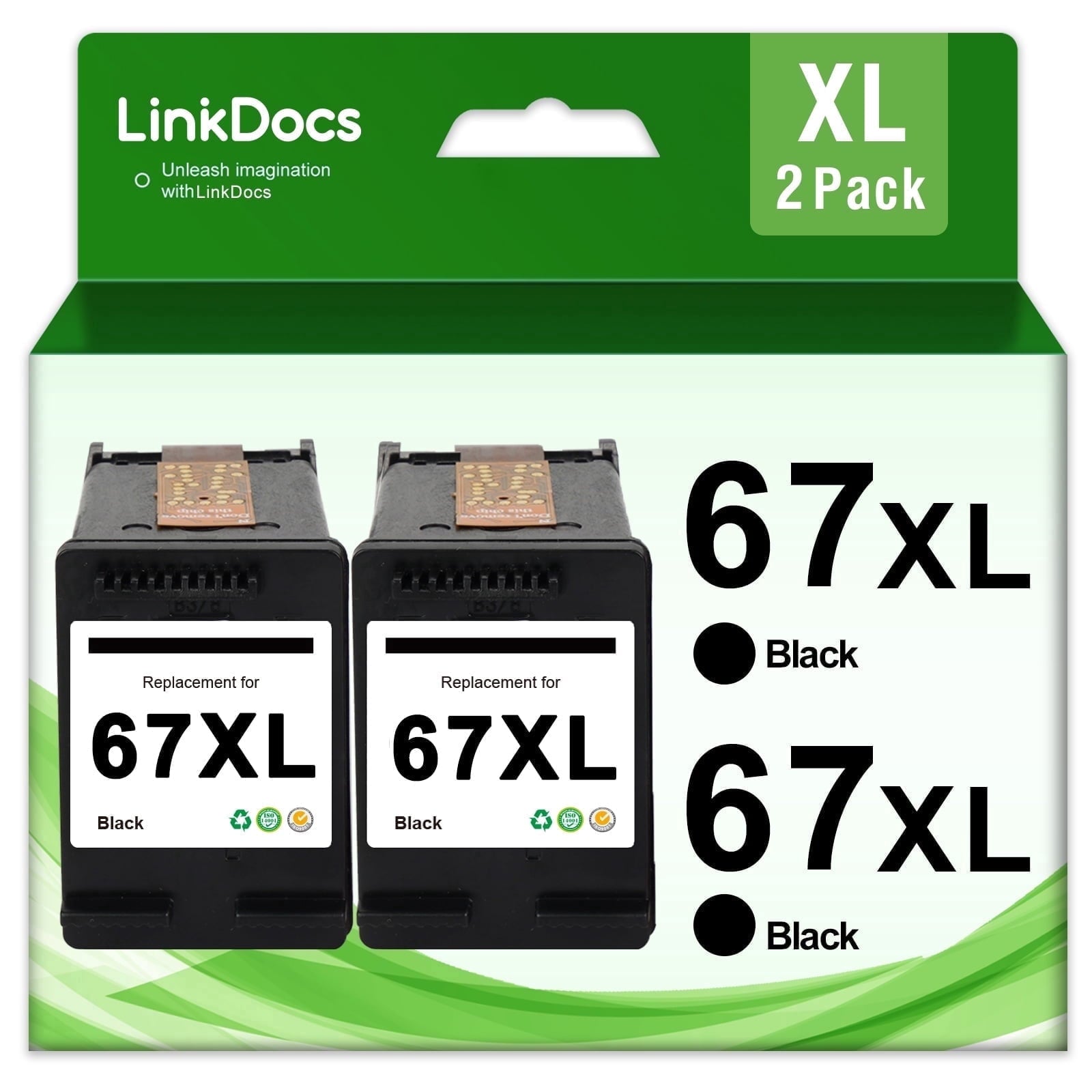 67 Ink Cartridge Compatible for HP 67 67XL Black for HP Ink 67 for HP 67 Black Ink Cartridge for HP DeskJet 2700 2700e 2752 2752e 2755 2755e Envy 6000 6055 6055e Envy Pro 6455 6458 Printer (2 Black)