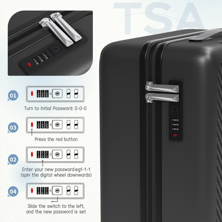 Luggage Sets 4 Piece Carry on Luggage with Spinner Wheels Hardshell Durable Suitcase with TSA Lock 14 20 24 28 inch Black