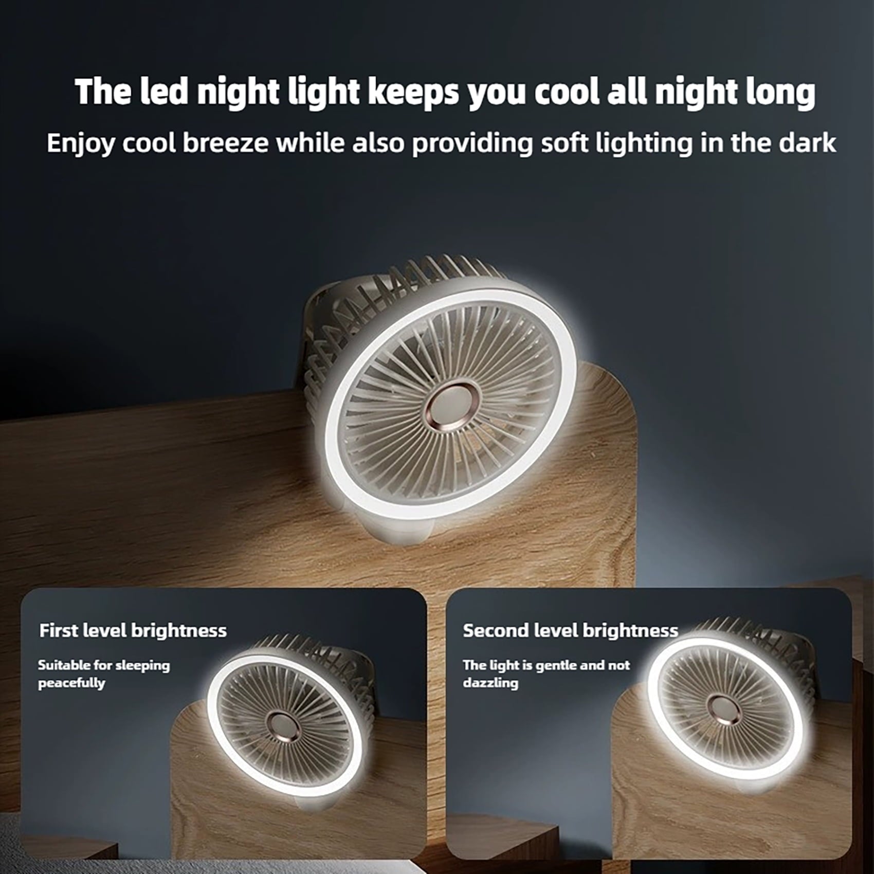 New 9000mAh 4-Speed Oscillating LED Desk Fan,Portable Stroller Fan/Foldable Hanging Clip Fans,Handheld Fans,Personal Rechargeable Small Fan for Home Travel Camping,11inch,Beige