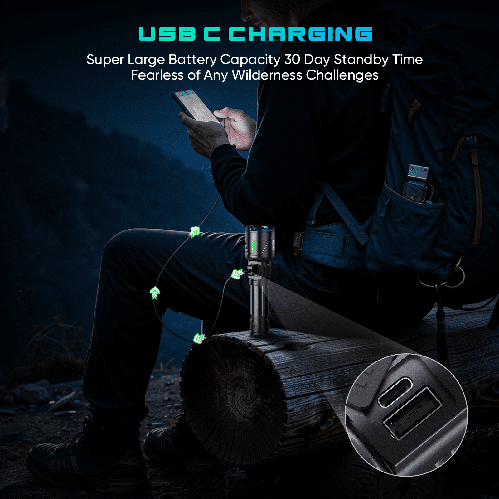 Venrk Rechargeable Flashlight,160000 Lumens,5000mAh with LCD Power Display,Zoomable, Waterproof, Compact Handheld Flashlight for for Camping,Hiking,Home