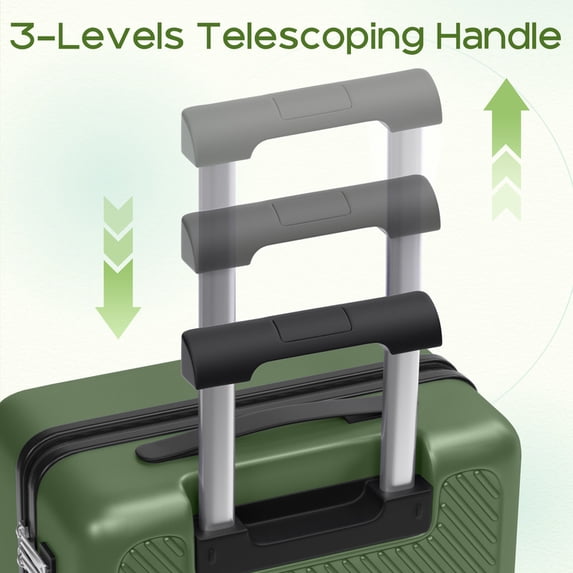 Luggage Sets 4 Piece Carry on Luggage with Spinner Wheels Hardshell Durable Suitcase with TSA Lock 14 20 24 28 inch Green