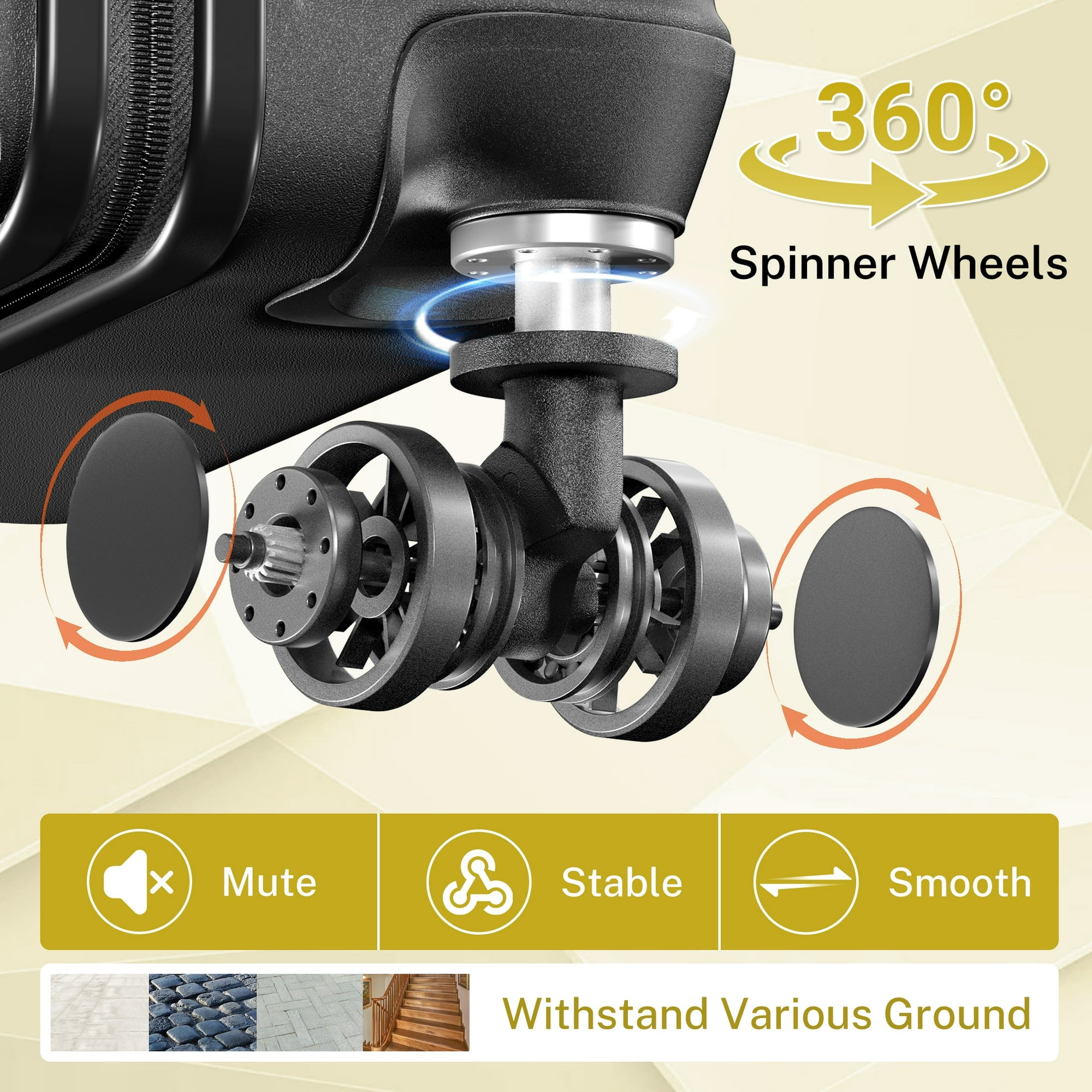Luggage Sets 3 Piece Lightweight Luggage with Spinner Wheels ABS Travel Suitcase with TSA Lock 20 24 28 inch Carry on Luggage Black