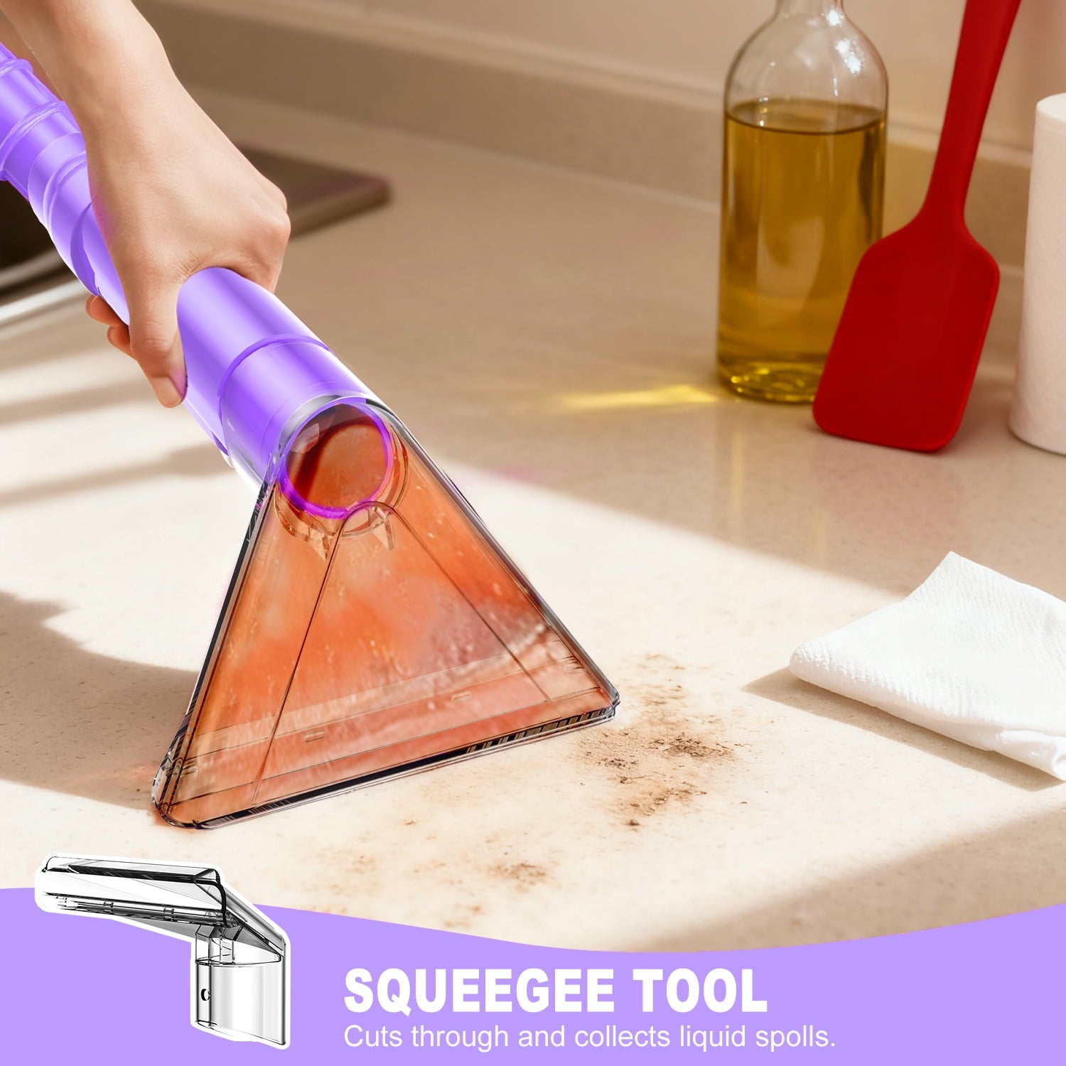 SUXIANGVAC Portable Carpet and Upholstery Spot Cleaner, 20Kpa Powerful Suction, Lightweight Compact Deep Cleaner for Home and Car, Purple(Version without cleaning solution)