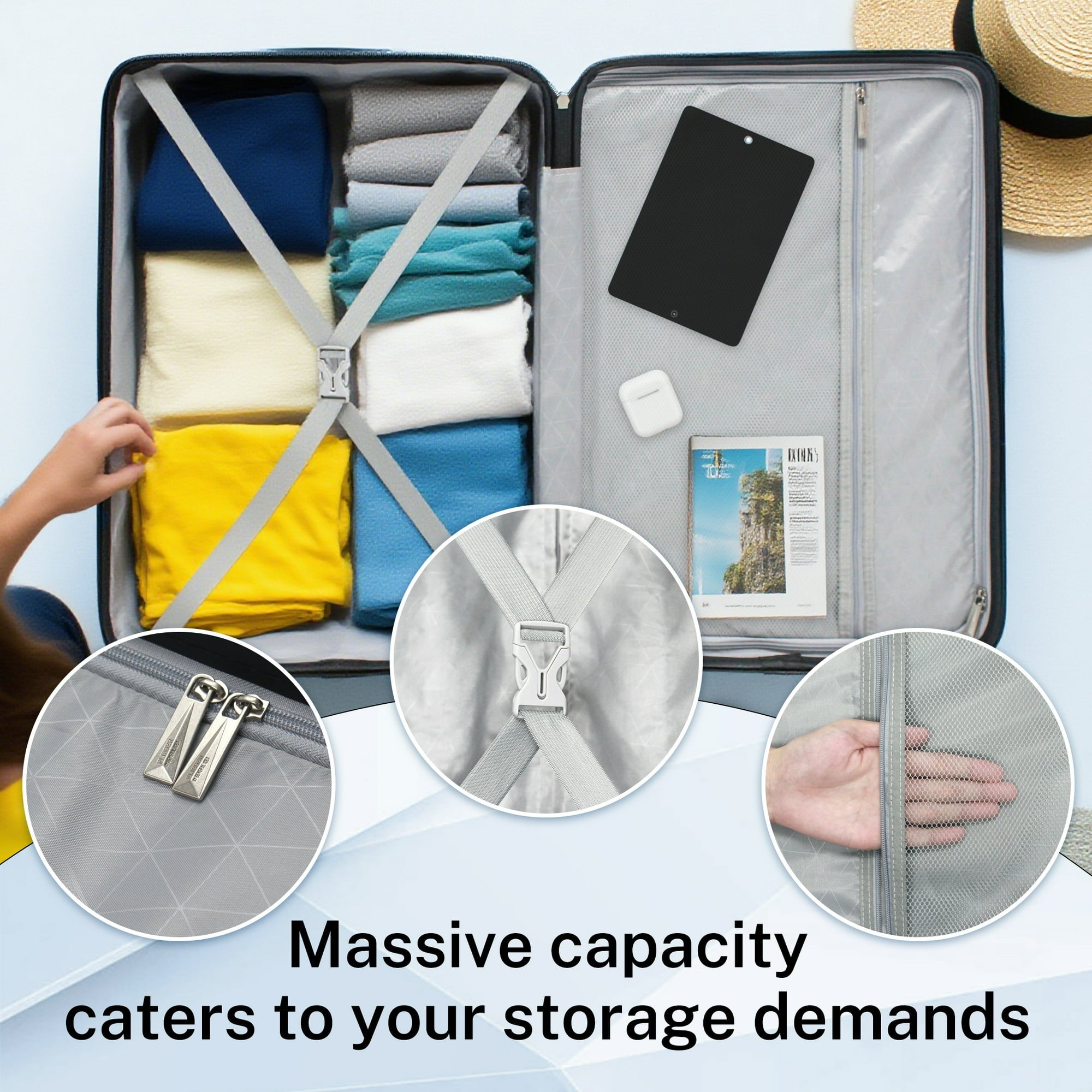 Luggage Sets 3 Piece Lightweight Luggage with Spinner Wheels ABS Travel Suitcase with TSA Lock 20 24 28 inch Carry on Luggage Blue
