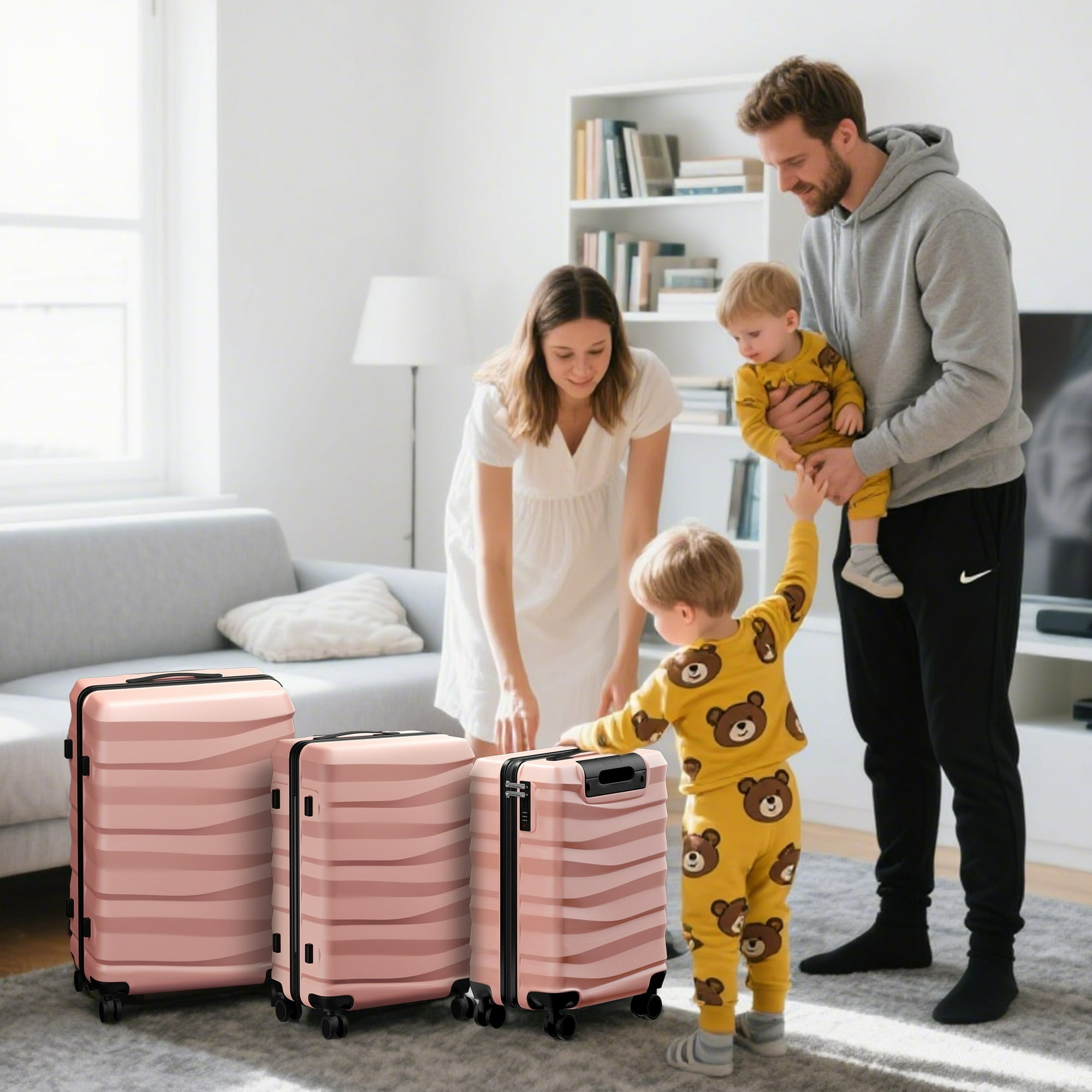 Luggage Sets 3 Piece Lightweight Luggage with Spinner Wheels ABS Travel Suitcase with TSA Lock 20 24 28 inch Carry on Luggage RoseGold