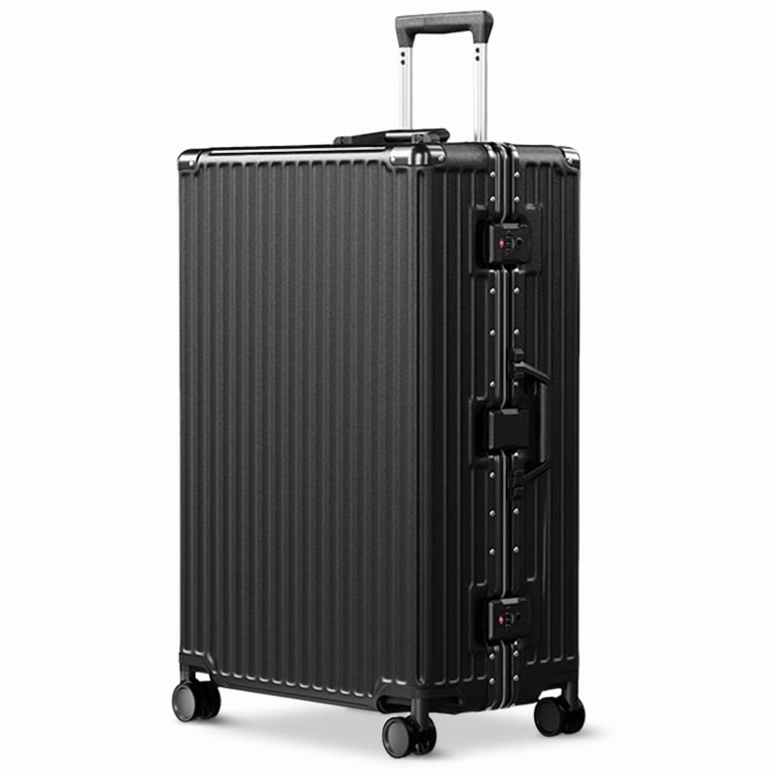 Luggage Aluminium Frame PC ABS Hardshell Suitcase with Spinner Wheels TSA Lock Zipperless Luggage 28 inch Black