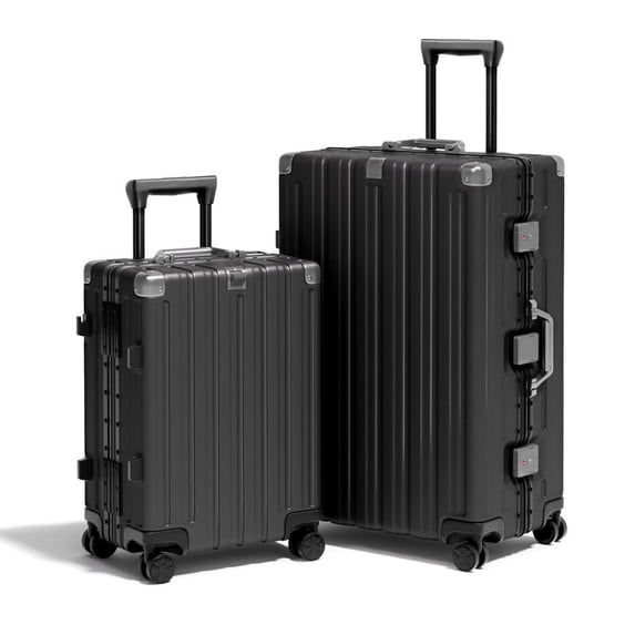 Luggage Sets 2 Pieces Aluminum Frame Carry On Luggage with Wheels PC ABS Hardside Zipperless with TSA Lock 20 28 inch Black