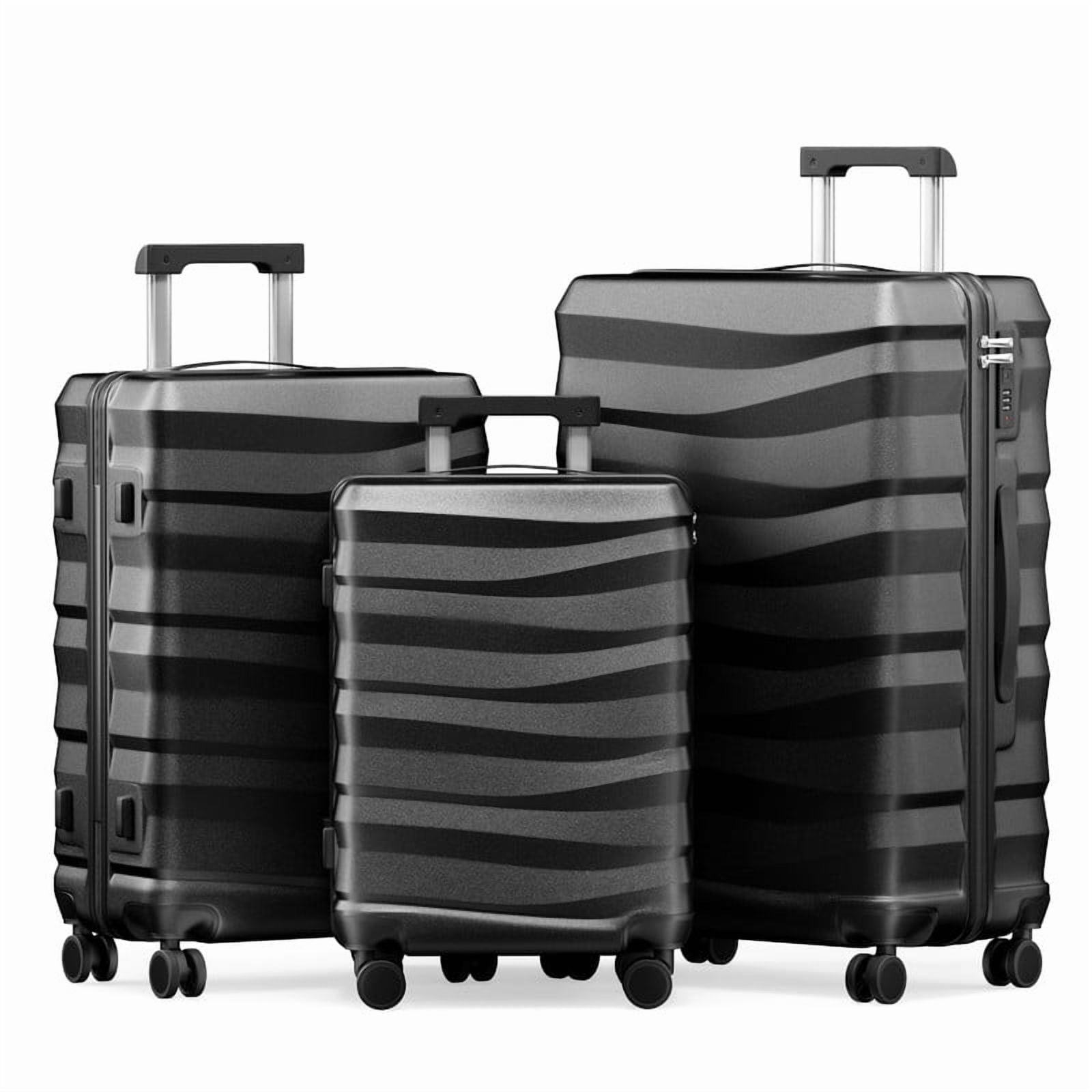Luggage Sets 3 Piece Lightweight Luggage with Spinner Wheels ABS Travel Suitcase with TSA Lock 20 24 28 inch Carry on Luggage Black