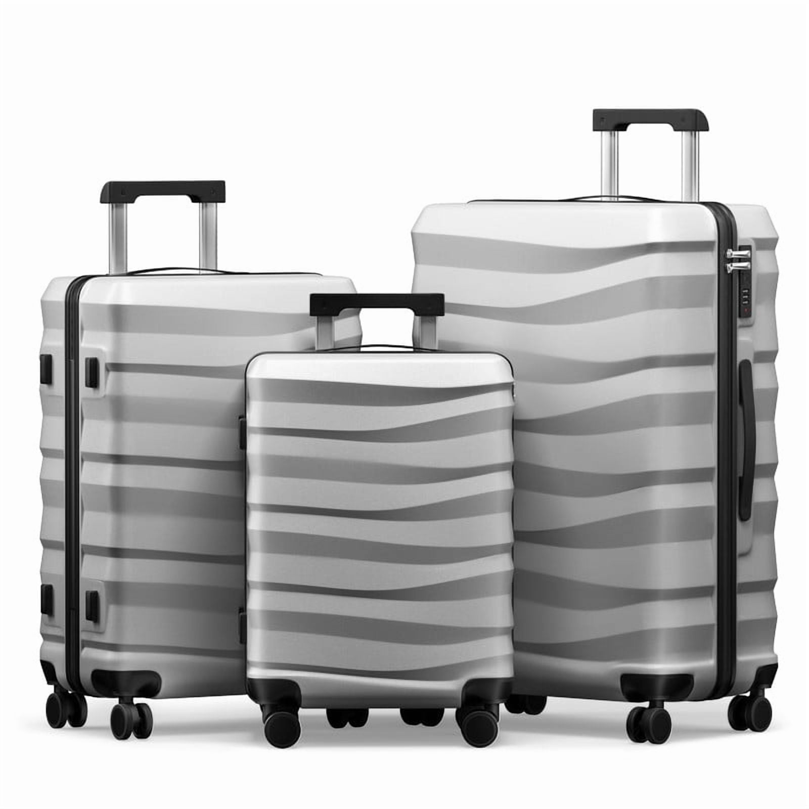 Luggage Sets 3 Piece Lightweight Luggage with Spinner Wheels ABS Travel Suitcase with TSA Lock 20 24 28 inch Carry on Luggage Silver