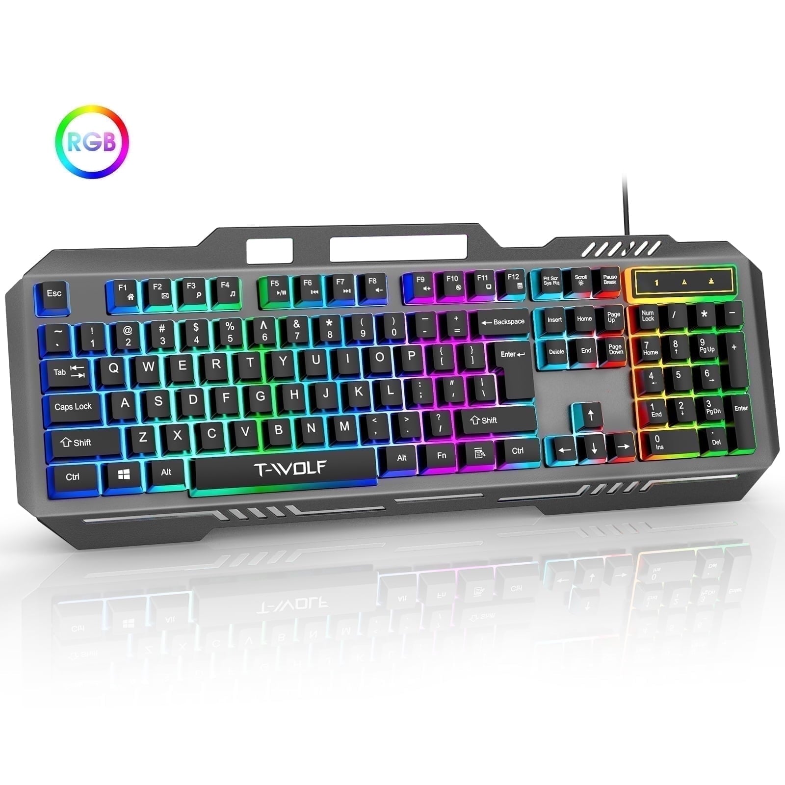 Muzpu Gaming Keyboard,Mechanical Keyboard,Wired Keyboard,IP57 Waterproof,Ultra Sensitive & Quiet Response,RGB Gaming Backlit Keyboard for PC/Mac Gamers,Black