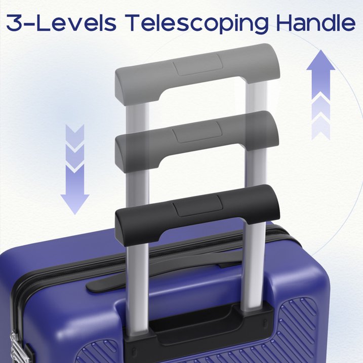 Luggage Sets 4 Piece Carry on Luggage with Spinner Wheels Hardshell Durable Suitcase with TSA Lock 14 20 24 28 inch NavyBlue