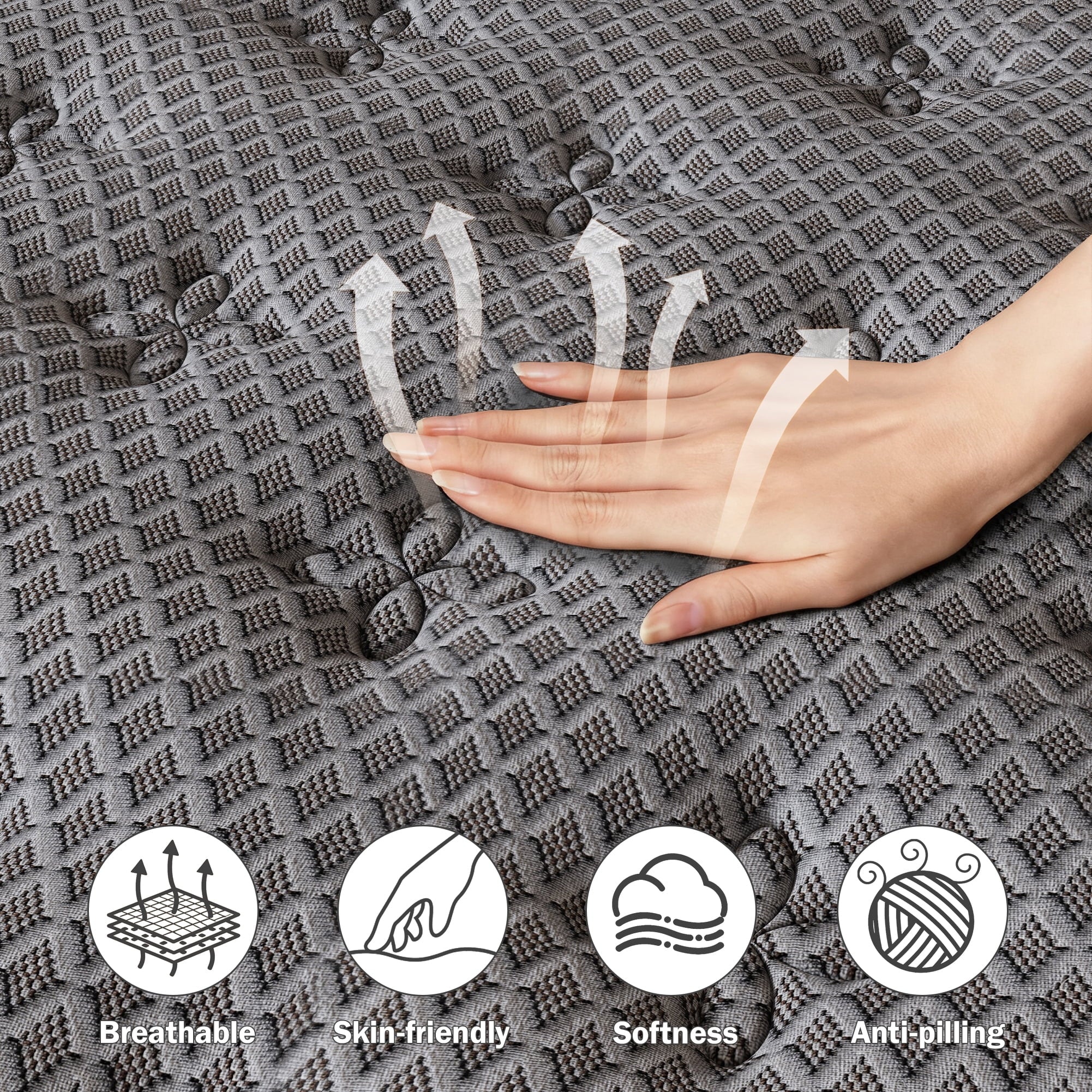 HIKOS 10 inch Twin Mattress in a Box, Cooling Gel Memory Foam Hybrid Mattress with Individually Wrapped Pocket Coils, Medium Firm Twin Size Mattress, Pressure Relief for Adult