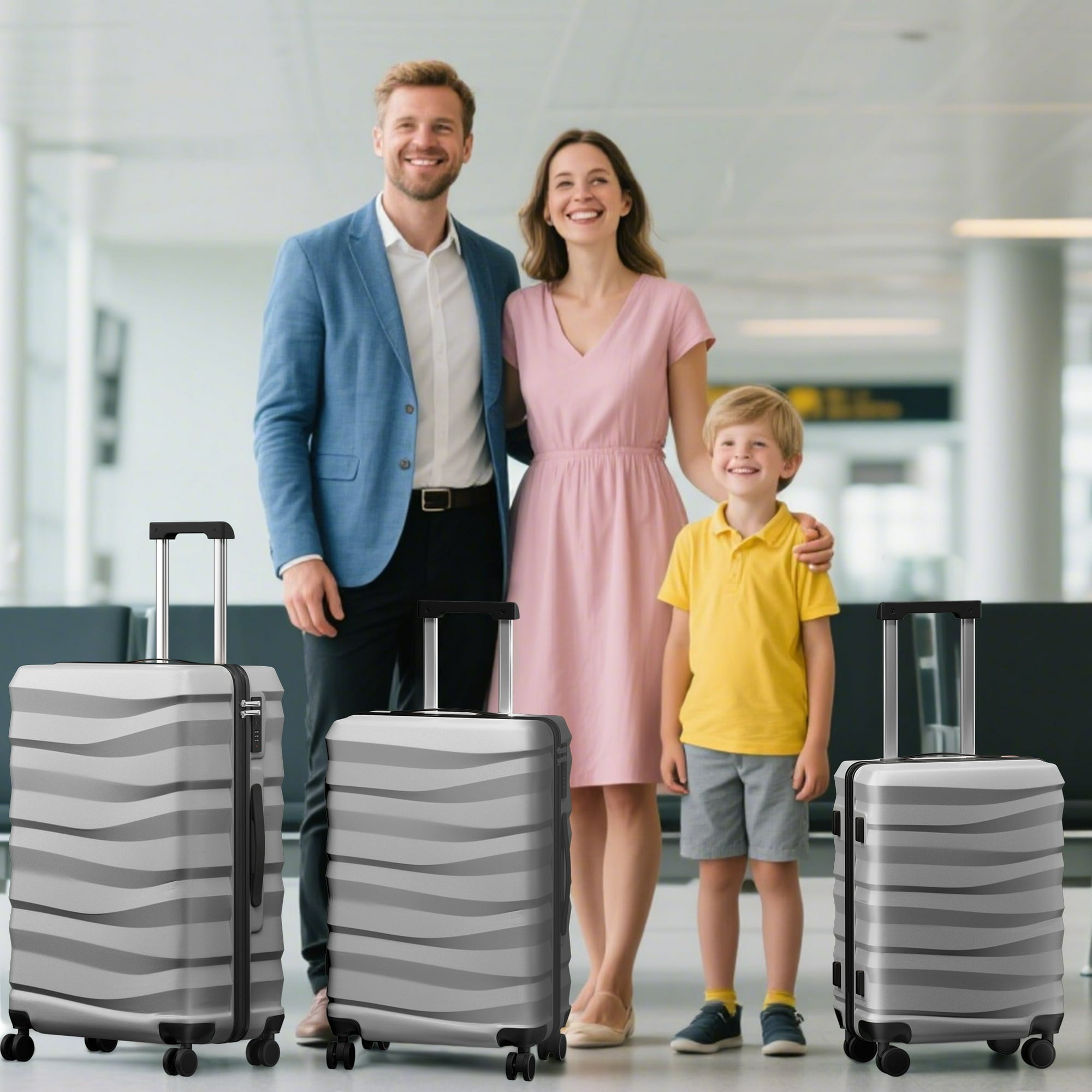 Luggage Sets 3 Piece Lightweight Luggage with Spinner Wheels ABS Travel Suitcase with TSA Lock 20 24 28 inch Carry on Luggage Silver