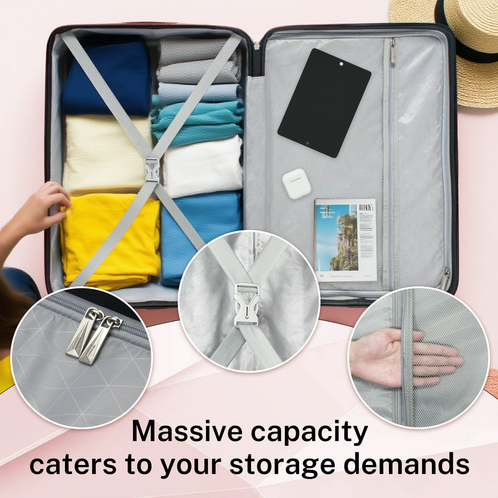 Luggage Sets 3 Piece Lightweight Luggage with Spinner Wheels ABS Travel Suitcase with TSA Lock 20 24 28 inch Carry on Luggage RoseGold