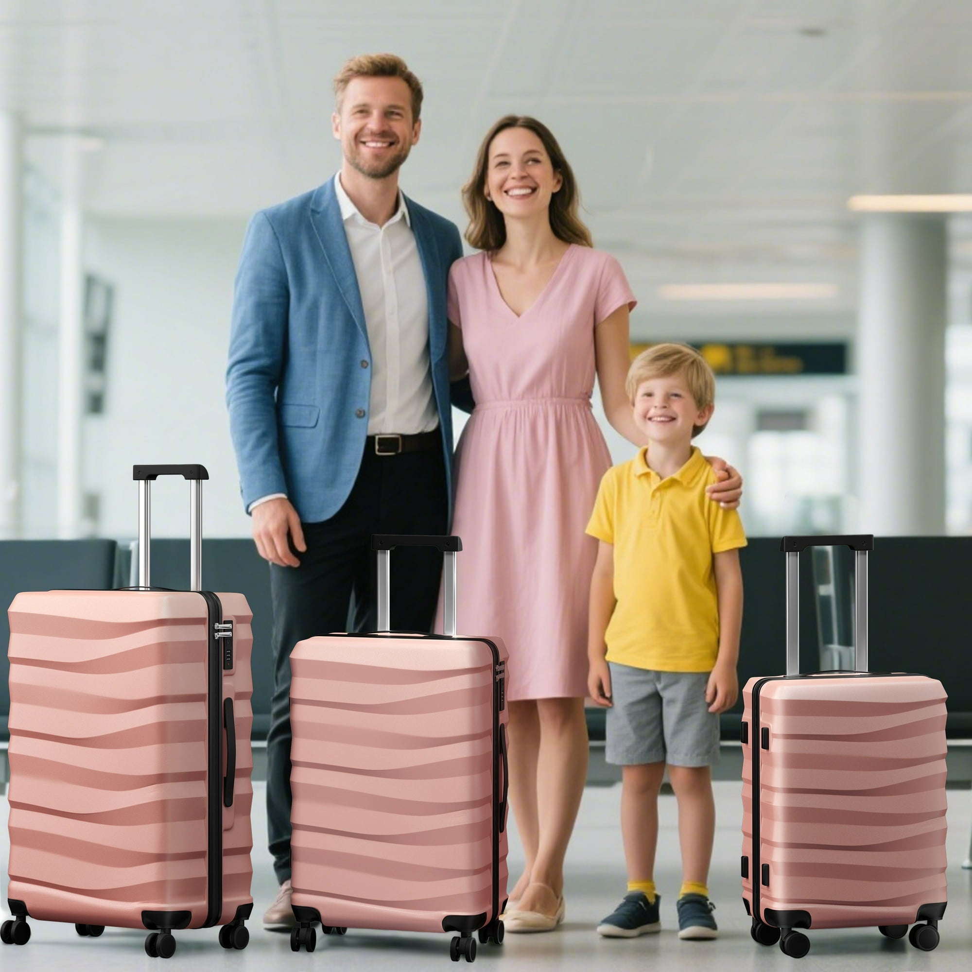 Luggage Sets 3 Piece Lightweight Luggage with Spinner Wheels ABS Travel Suitcase with TSA Lock 20 24 28 inch Carry on Luggage RoseGold