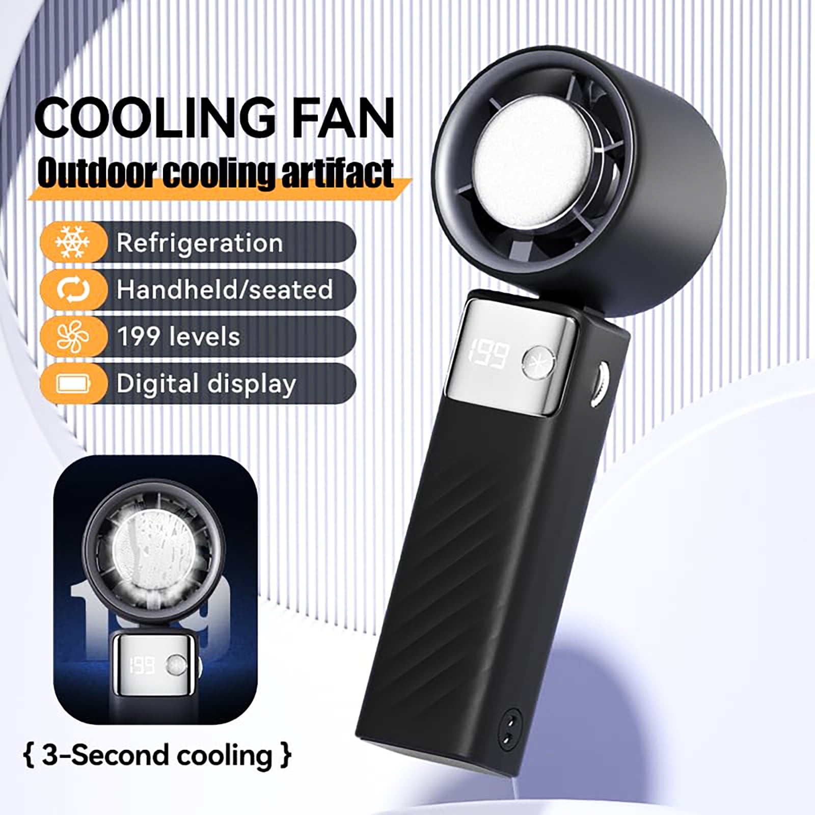 Juyafio Cutting-Edge Tech with 199 Speed Cooling Portable Small Fan&Handheld Fan,Foldable Desktop Fan,4000mAh, USB Rechargeable And Quiet Personal Fan For Home, Office, Travel & Outdoor Use (Black)