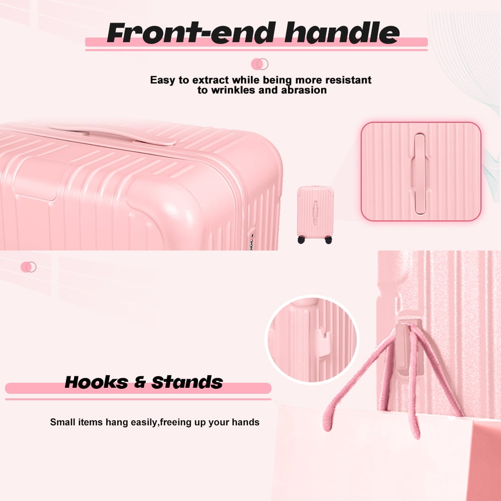 Luggage Sets 2 Pieces PC ABS Hardside Carry On Suitcase with Spinner Wheels TSA Lock 20 28 inch Pink