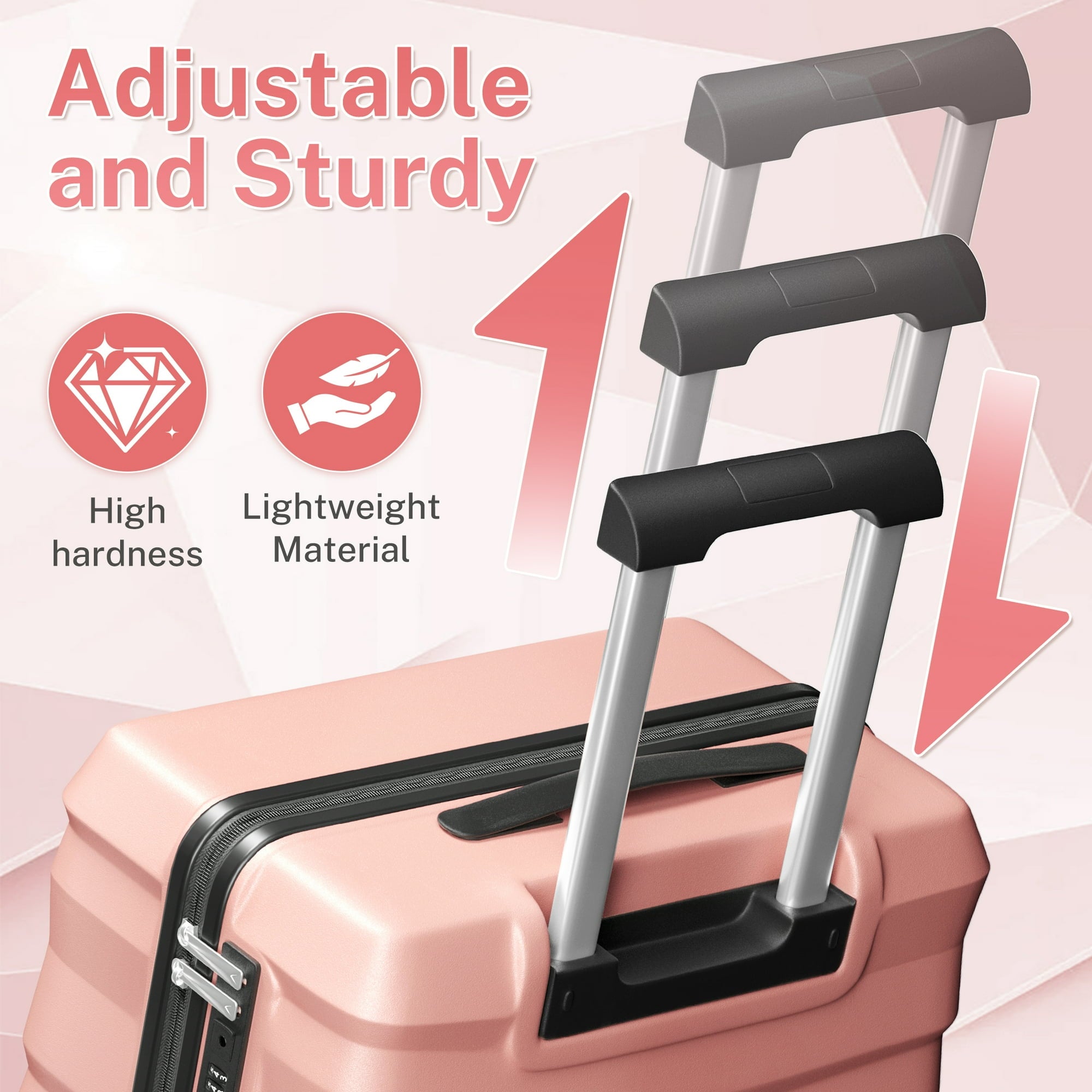 Luggage Sets 3 Piece Lightweight Luggage with Spinner Wheels ABS Travel Suitcase with TSA Lock 20 24 28 inch Carry on Luggage RoseGold