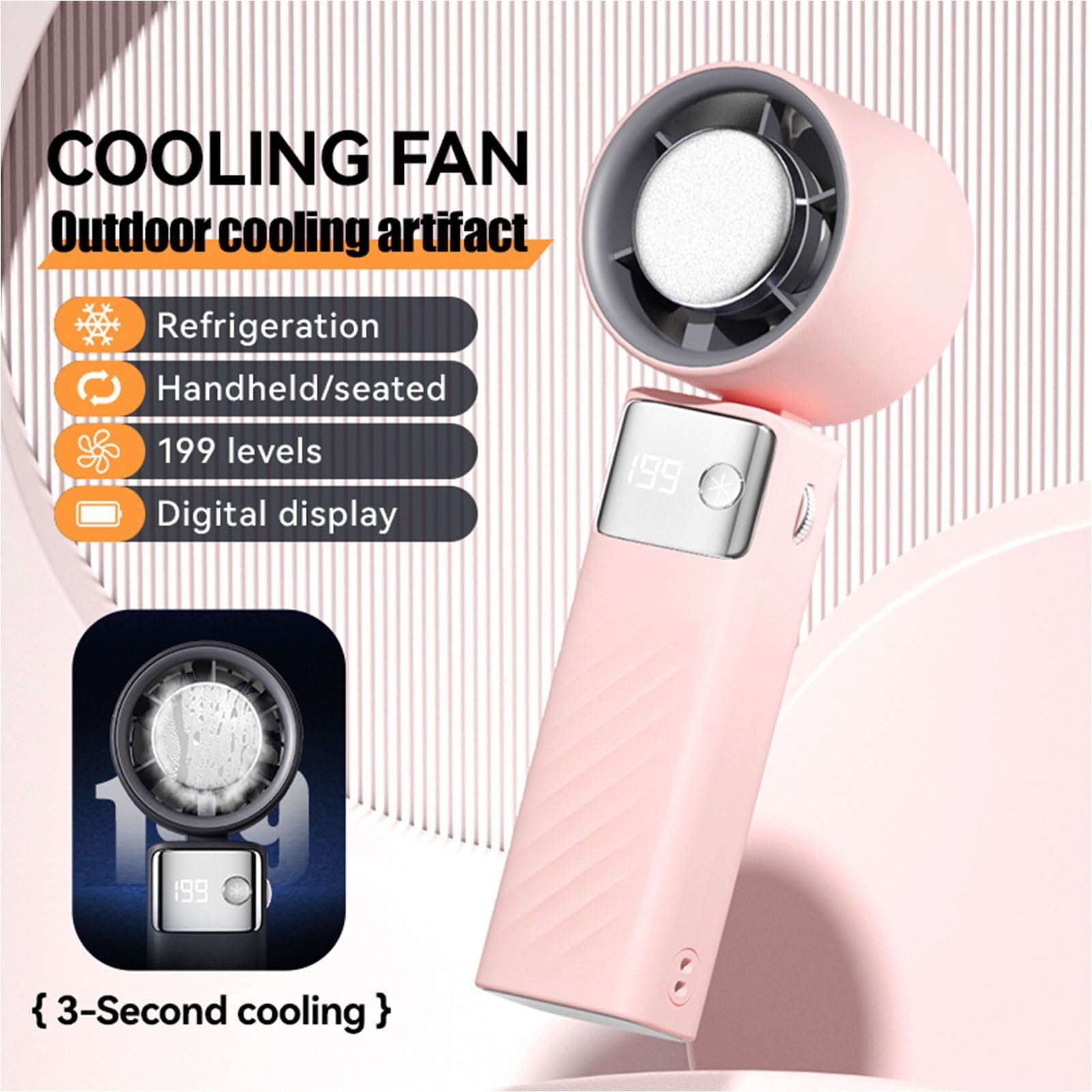 Juyafio Cutting-Edge Tech with 199 Speed Cooling Portable Small Fan&Handheld Fan,Foldable Desktop Fan,4000mAh, USB Rechargeable And Quiet Personal Fan For Home, Office, Travel & Outdoor Use (Pink)