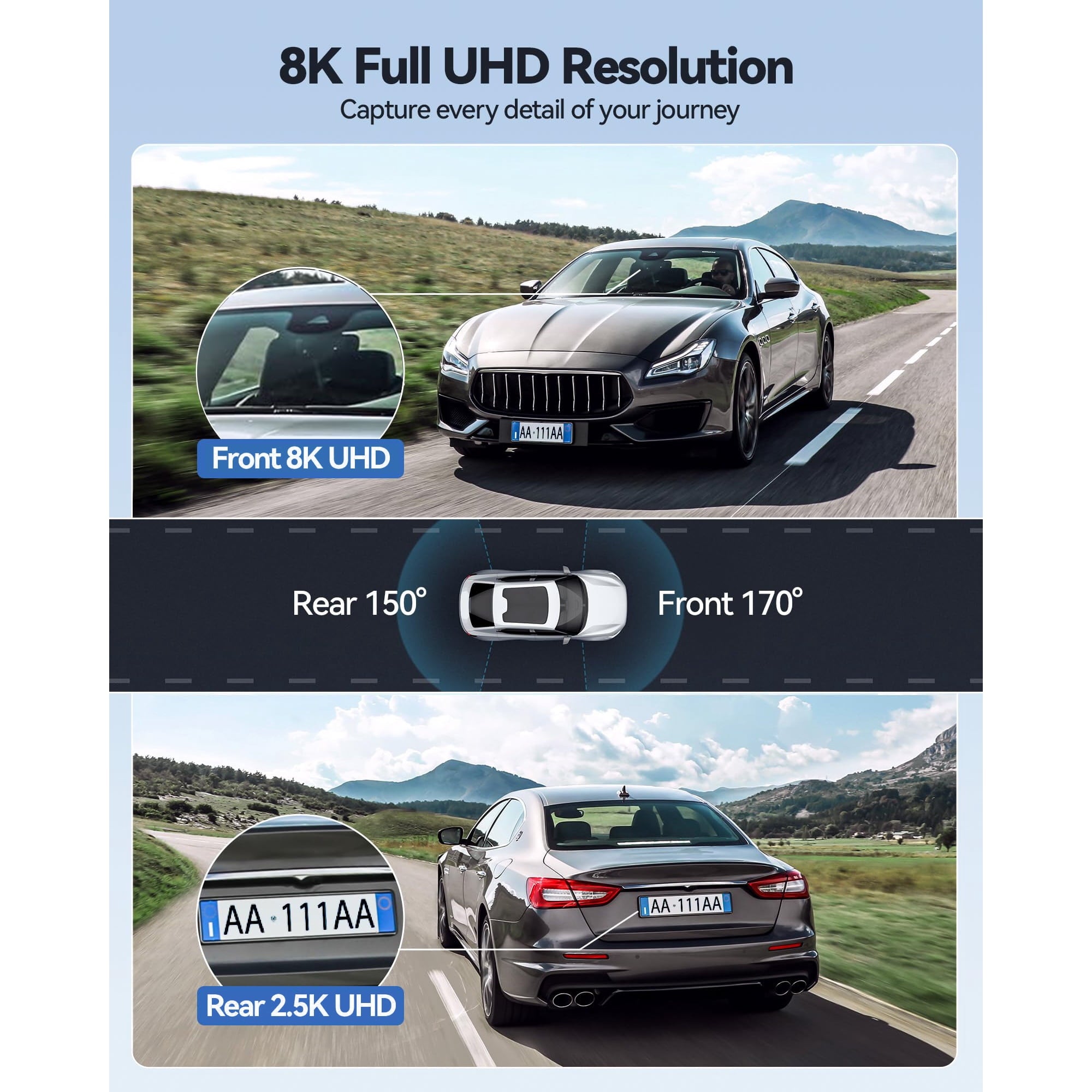 Dash Cam,Gazsocy 8K HD Car Dash Camera with Front and Rear Recording, Built-in Wi-Fi & GPS, Enhanced Night Vision,32 GB