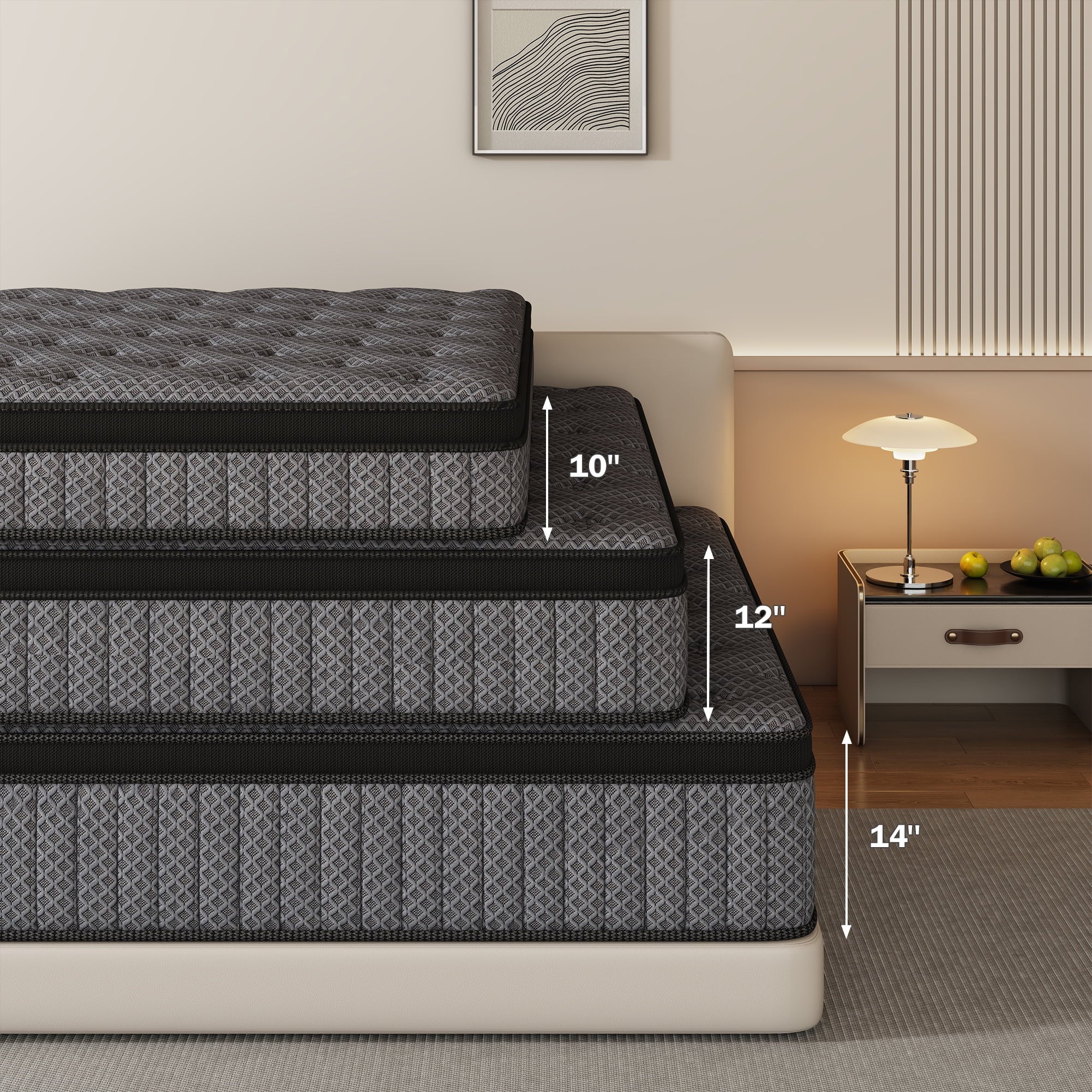 HIKOS 10 inch Twin Mattress in a Box, Cooling Gel Memory Foam Hybrid Mattress with Individually Wrapped Pocket Coils, Medium Firm Twin Size Mattress, Pressure Relief for Adult